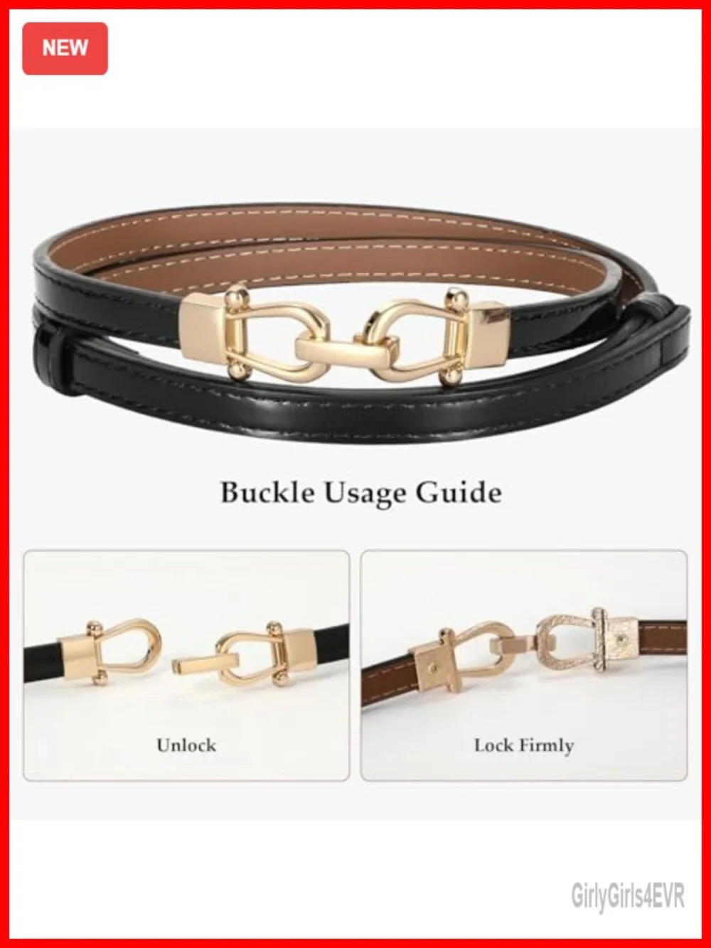 Women Classic Leather Belt with Square Gold Silver Buckle for Jeans Pants